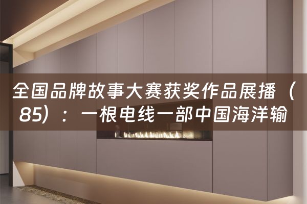 全国品牌故事大赛获奖作品展播（85）：一根电线一部中国海洋输电发展史