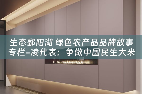 生态鄱阳湖 绿色农产品品牌故事专栏-凌代表：争做中国民生大米第一品牌