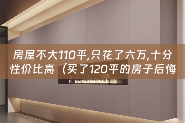 房屋不大110平,只花了六万,十分性价比高（买了120平的房子后悔了）